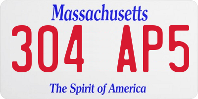 MA license plate 304AP5