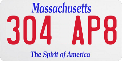 MA license plate 304AP8