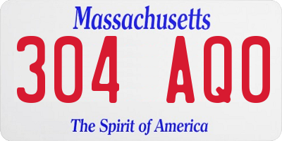 MA license plate 304AQ0