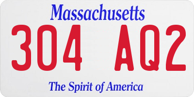 MA license plate 304AQ2