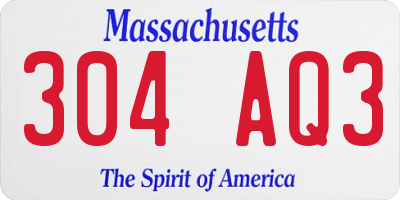 MA license plate 304AQ3