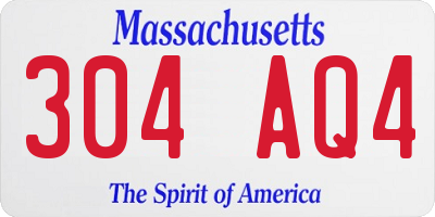 MA license plate 304AQ4