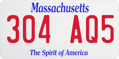 MA license plate 304AQ5