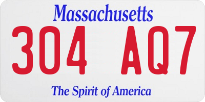MA license plate 304AQ7