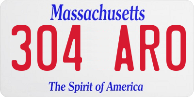 MA license plate 304AR0