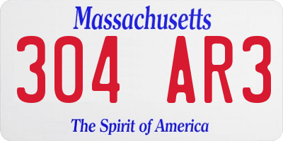 MA license plate 304AR3