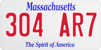 MA license plate 304AR7