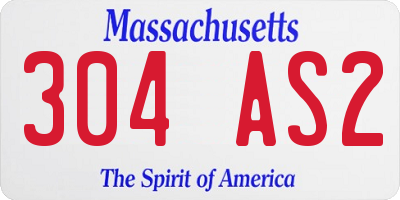 MA license plate 304AS2