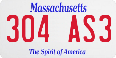MA license plate 304AS3