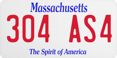 MA license plate 304AS4
