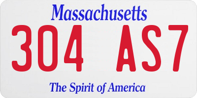 MA license plate 304AS7