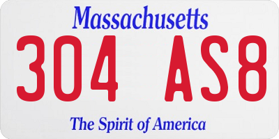 MA license plate 304AS8
