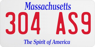 MA license plate 304AS9