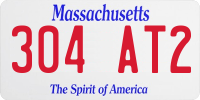 MA license plate 304AT2