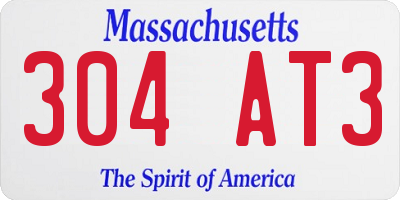 MA license plate 304AT3