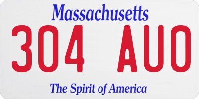 MA license plate 304AU0