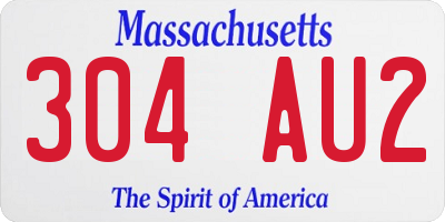 MA license plate 304AU2