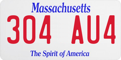MA license plate 304AU4