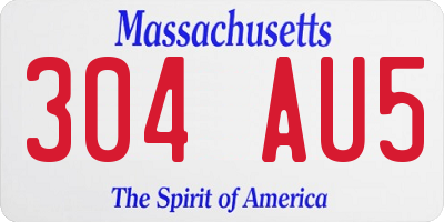 MA license plate 304AU5