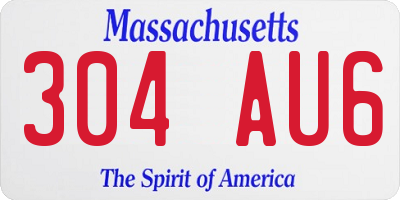 MA license plate 304AU6