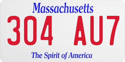 MA license plate 304AU7