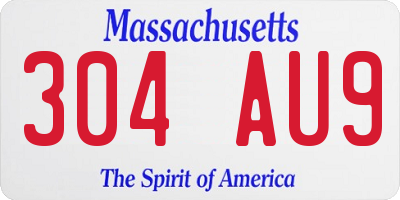 MA license plate 304AU9
