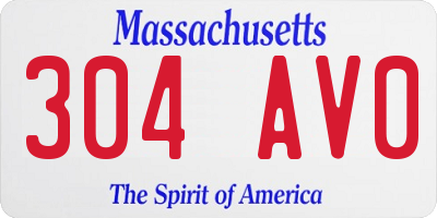 MA license plate 304AV0
