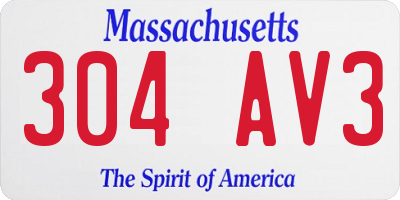 MA license plate 304AV3