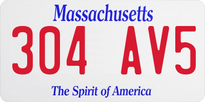 MA license plate 304AV5