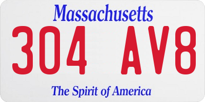 MA license plate 304AV8