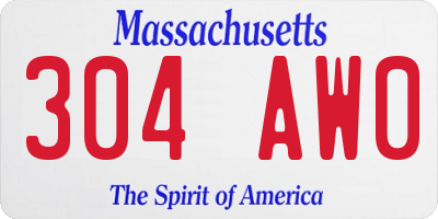 MA license plate 304AW0