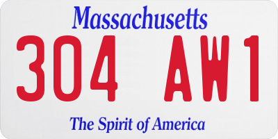 MA license plate 304AW1
