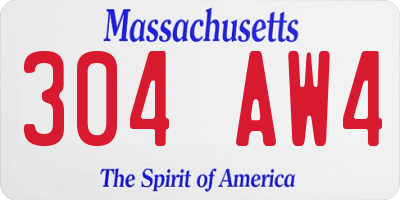 MA license plate 304AW4