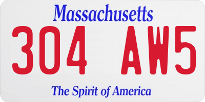 MA license plate 304AW5
