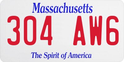 MA license plate 304AW6
