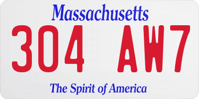 MA license plate 304AW7
