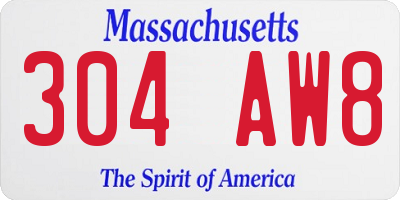 MA license plate 304AW8