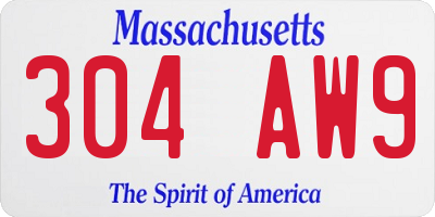 MA license plate 304AW9
