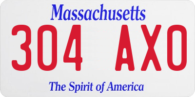 MA license plate 304AX0