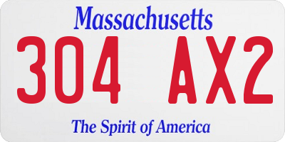 MA license plate 304AX2