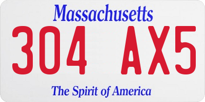 MA license plate 304AX5