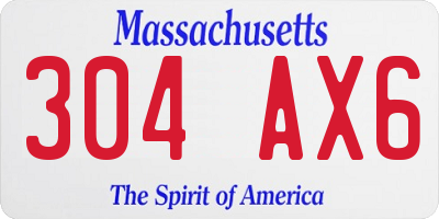 MA license plate 304AX6