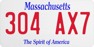 MA license plate 304AX7