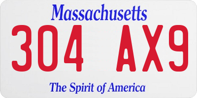 MA license plate 304AX9