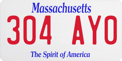 MA license plate 304AY0