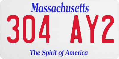 MA license plate 304AY2