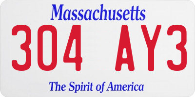 MA license plate 304AY3