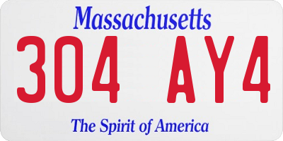 MA license plate 304AY4