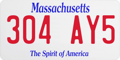 MA license plate 304AY5