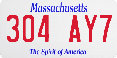 MA license plate 304AY7